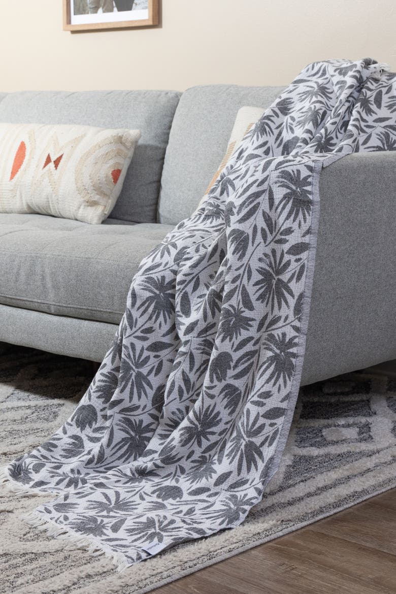 Whimsical Flower Organic Reversible Muslin Blanket, Alternate, color, Black