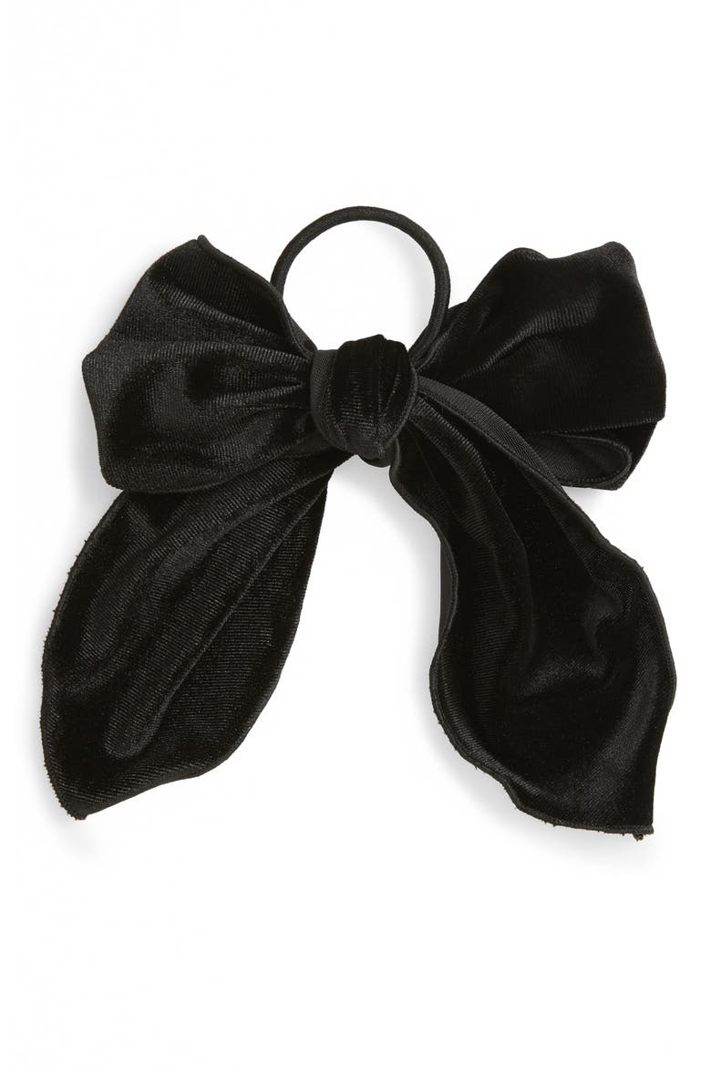 Floppy Velvet Bow Hair Tie, Main, color, BLACK