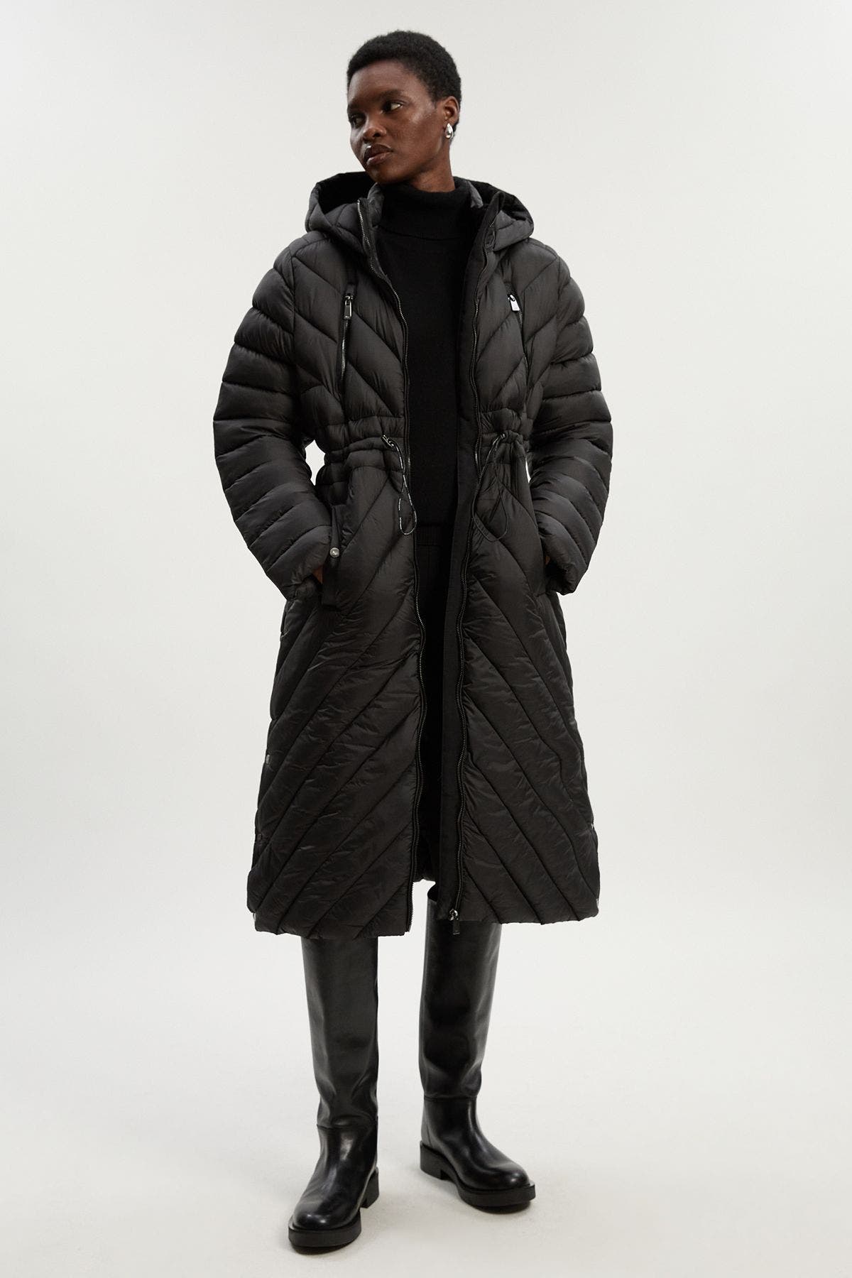 Petite Packable Knee Length Coat