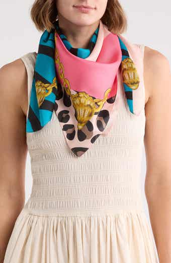Folk Print Silk Square Scarf