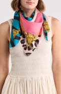 Kurt Geiger London Folk Print Silk Square Scarf