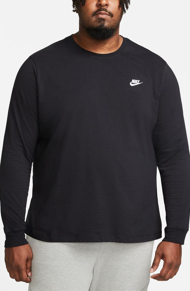 Nike Sportswear Club Long Sleeve T-Shirt, Alternate, color, Black/White