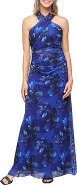 SL FASHIONS Floral Mesh Gown