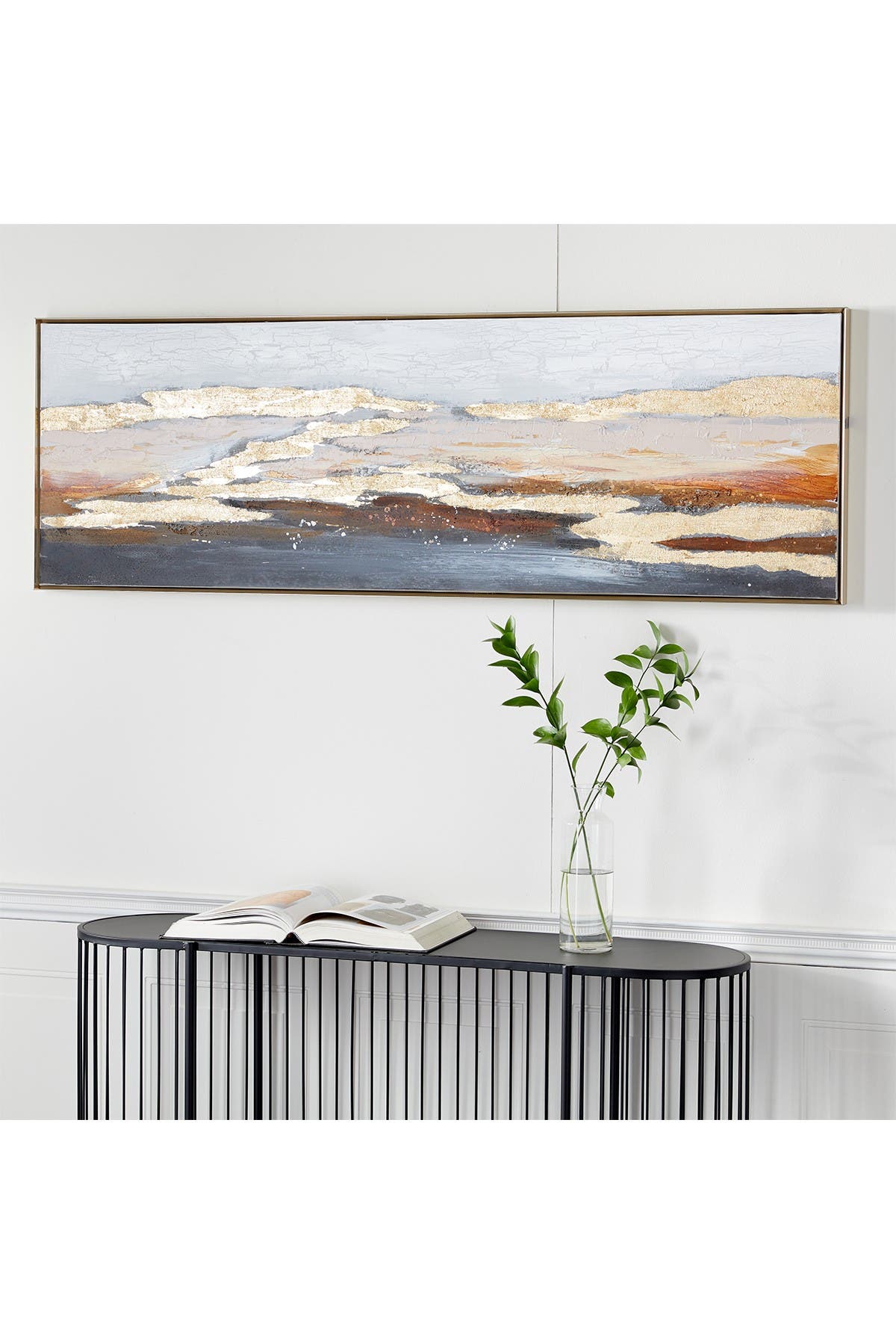 WILLOW ROW Abstract Multi Color Hand Painted Canvas Wall Art - 60" X 20"