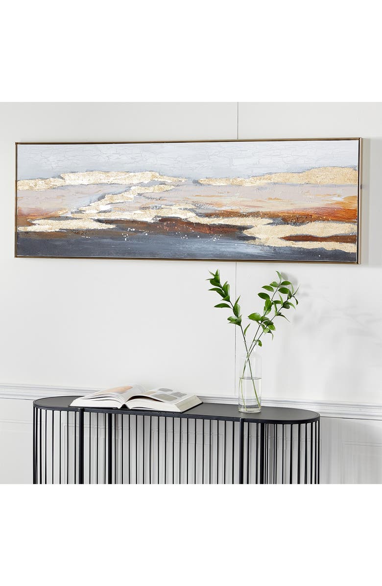 WILLOW ROW Abstract Multi Color Hand Painted Canvas Wall Art - 60" X 20", Main, color, Multi