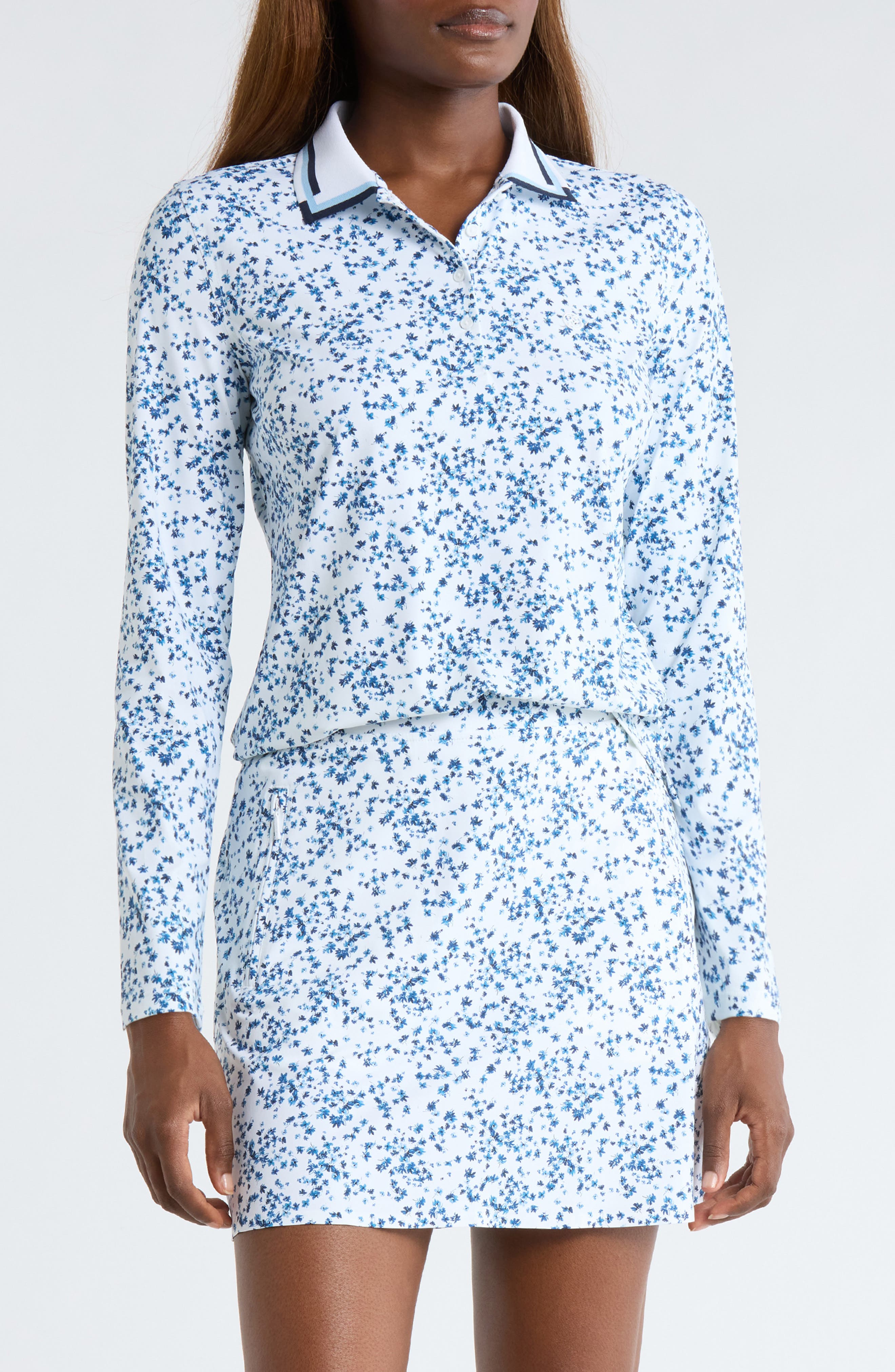 Ditzy Floral Long Sleeve Tech Golf Polo