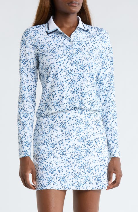 Ditzy Floral Long Sleeve Tech Polo