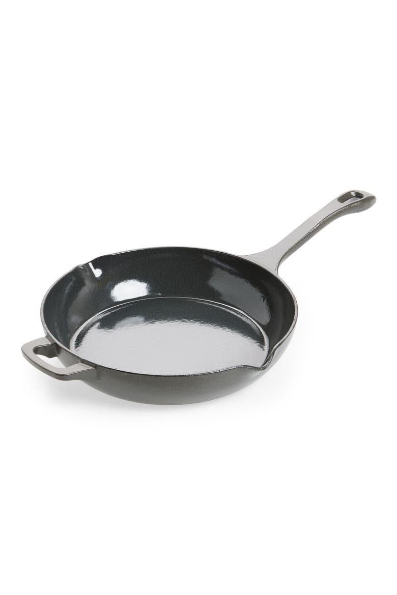10.5-Inch Cast Iron Chef's Pan with Spouts, Main, color, BLACK