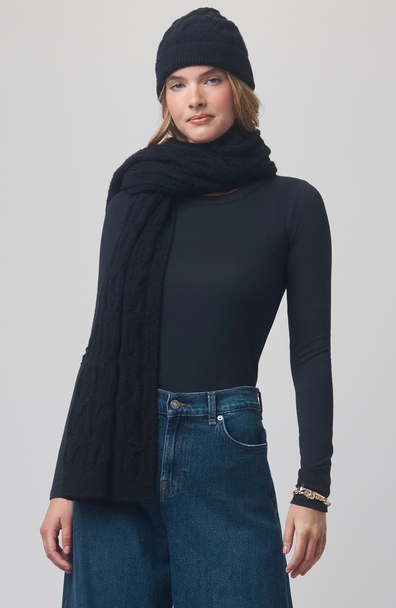 Splendid x @cellajaneblog Cable Beanie, Alternate, color, Black