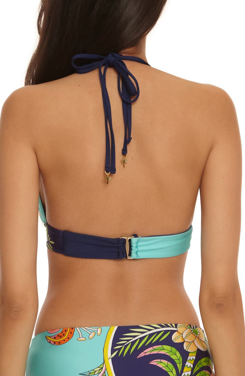 Trina Turk Flamingo Halter Bikini Top, Alternate, color, 