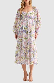 Lush Long Sleeve Tiered Midi Dress