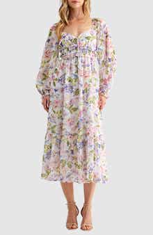 Lush Long Sleeve Tiered Midi Dress