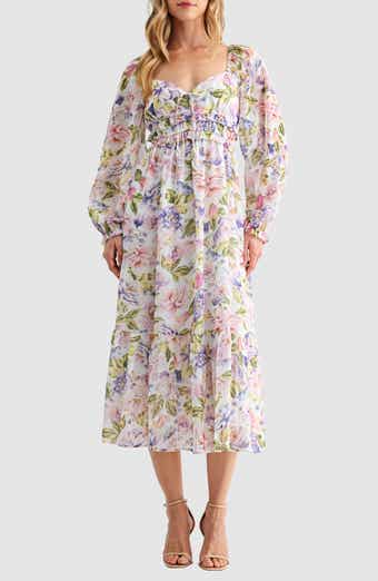 Lush Long Sleeve Tiered Midi Dress