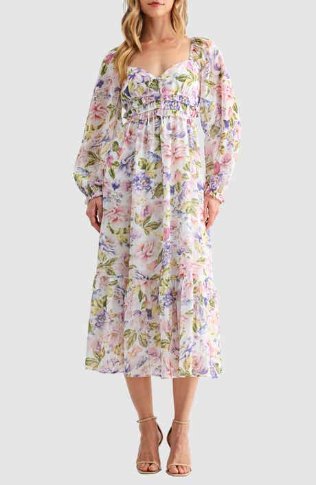 Lush Long Sleeve Tiered Midi Dress