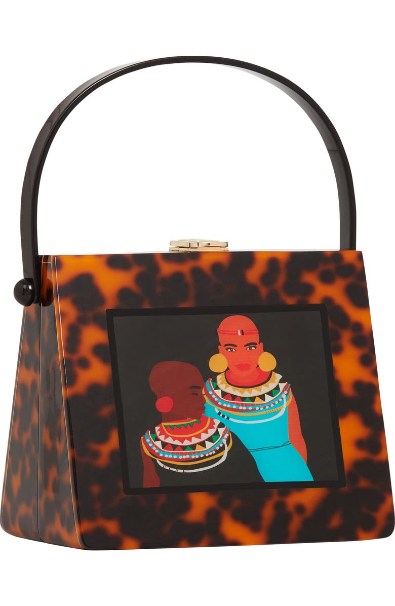 LarAllan Naserian Acrylic Top Handle Bag, Main, color, Black Backdrop