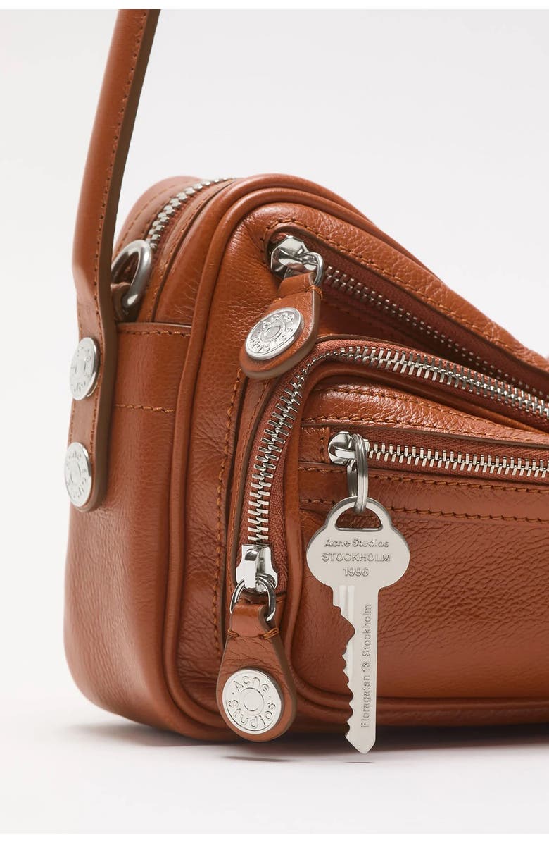Acne Studios Small Camero Leather Shoulder Bag, Alternate, color, Chocolate Brown