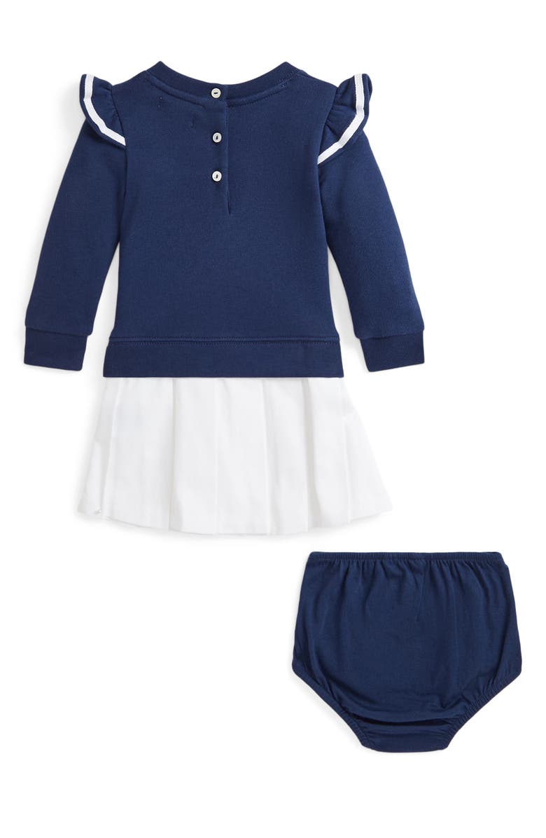 Ralph Lauren Ruffle Mixed Media Dress, Alternate, color, 