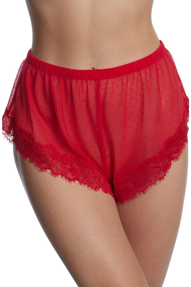 Entice Sheer Tap Pants, Main, color, BRIGHT CHERRY