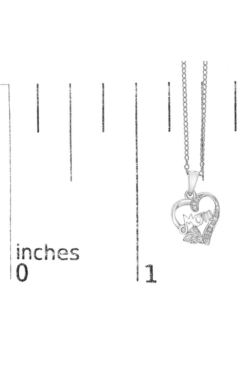 Silver Diamond Accent Mom with Heart Pendant Necklace  Inches, Alternate, color, White