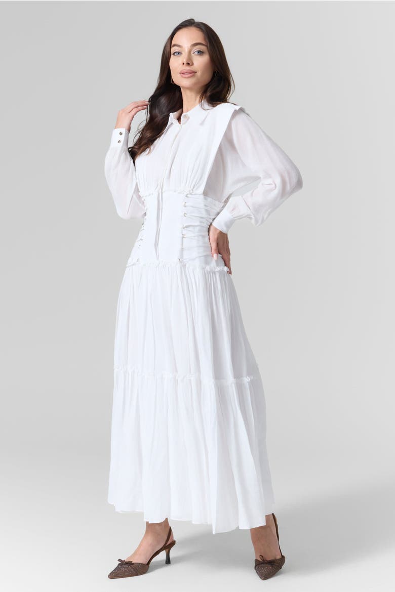 Silk Cotton Long Dress, Alternate, color, White
