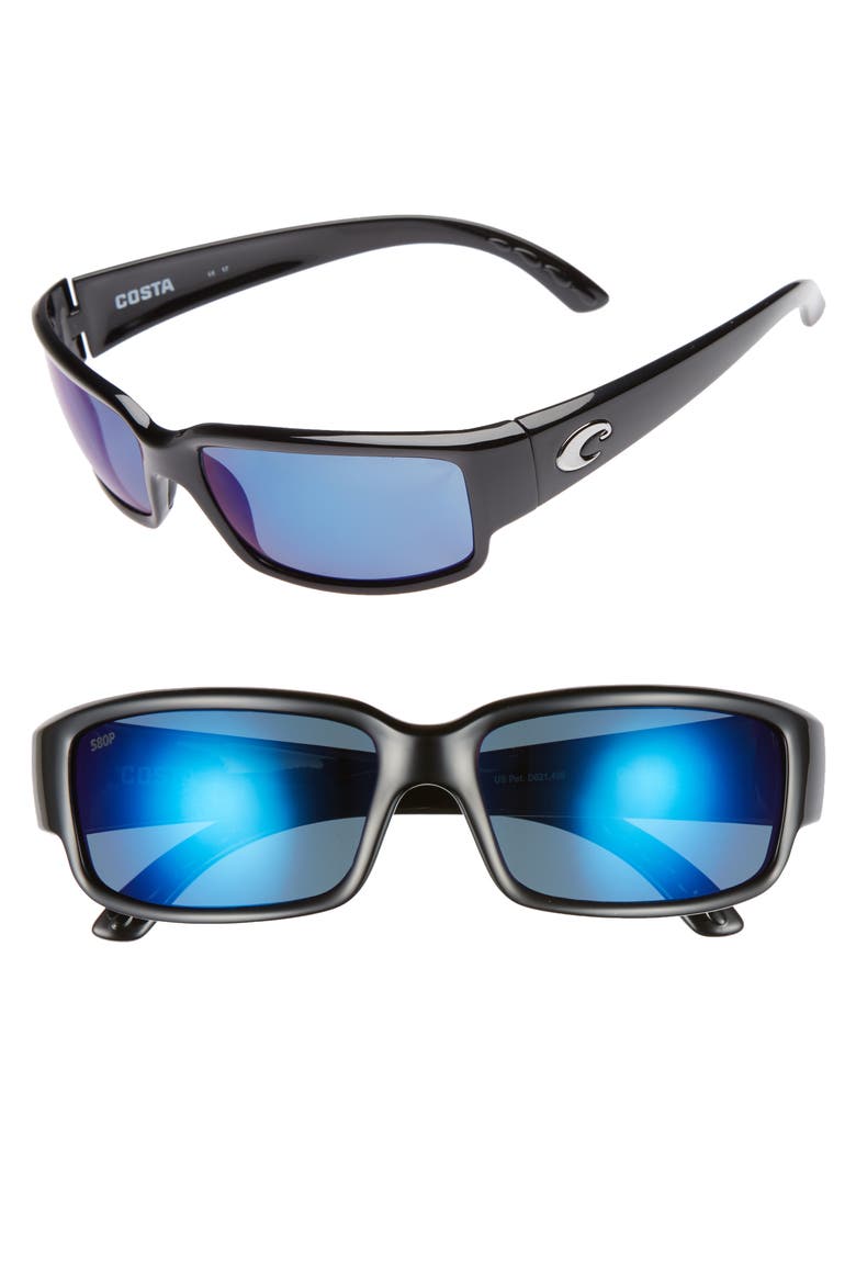 Caballito 60mm Polarized Sunglasses, Main, color, BLACK/ BLUE MIRROR