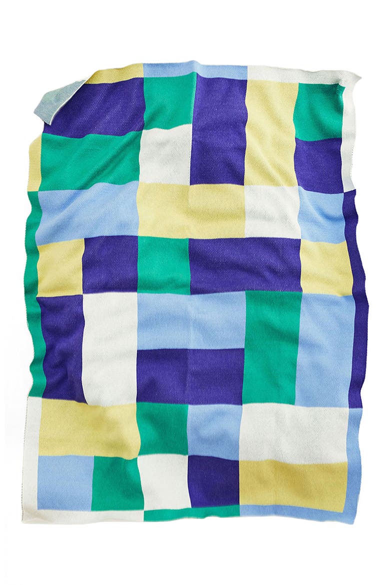 Aubette Geo Pattern Cotton Throw, Main, color, BLUE