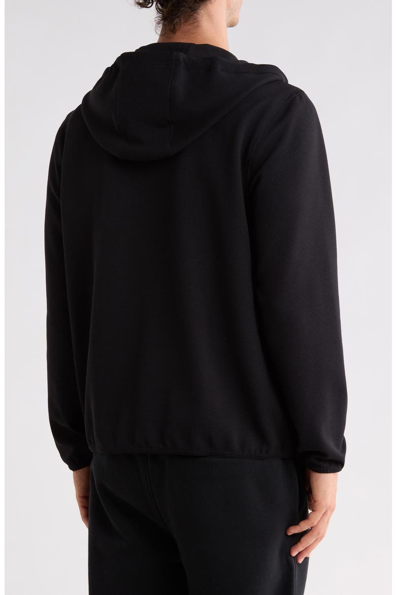 Waffle Stitch Zip Hoodie, Alternate, color, BLACK