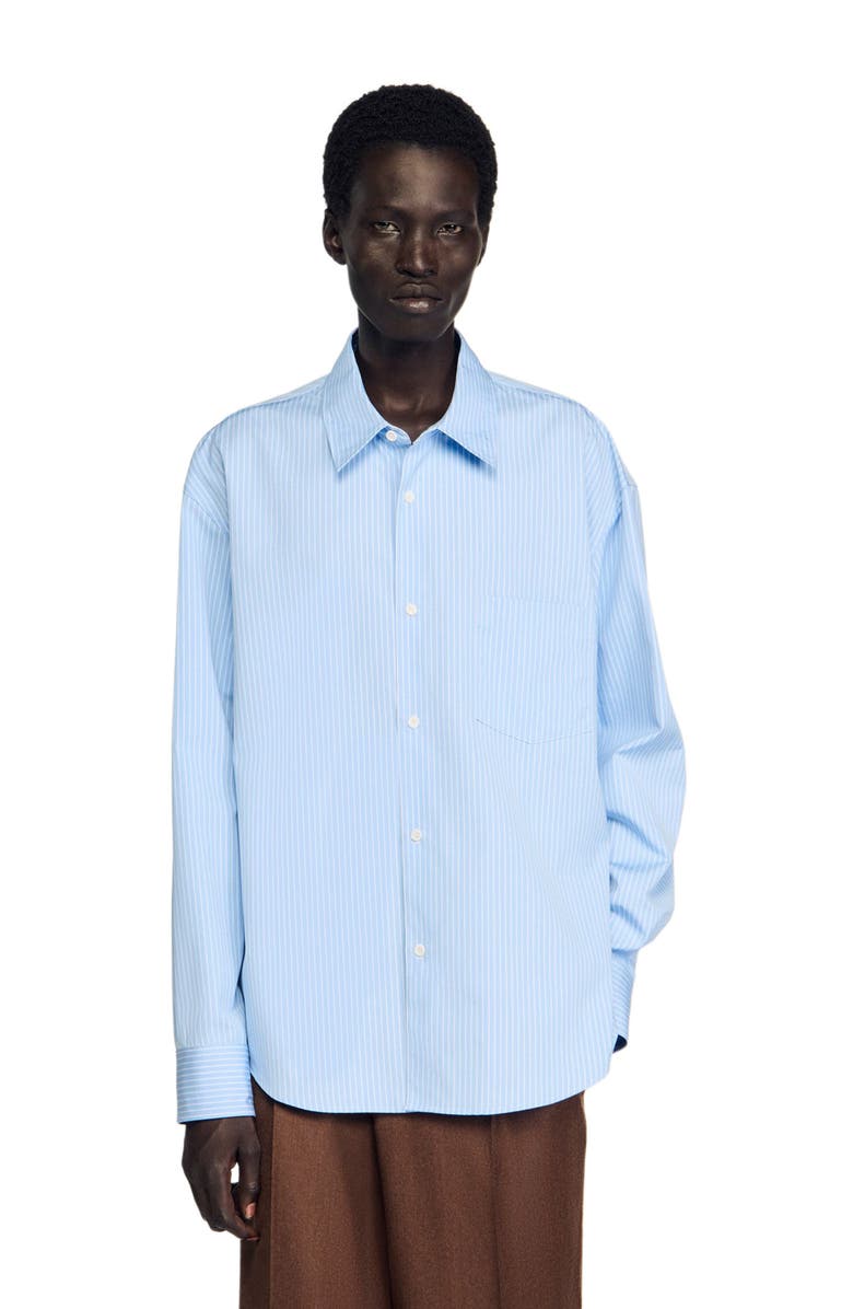 SANDRO Striped shirt, Alternate, color, Sky Blue