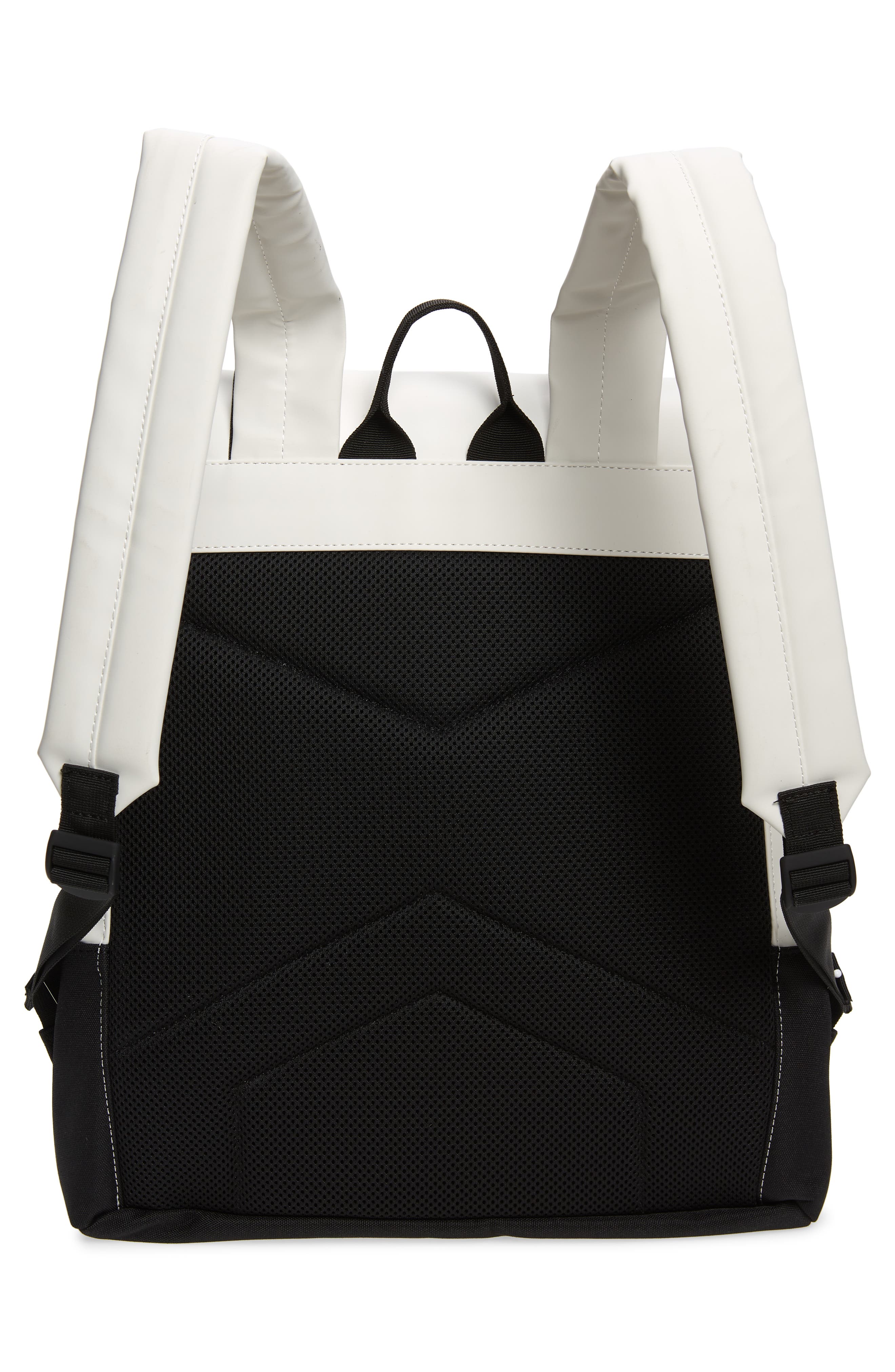 Waterproof Buckle Faux Leather Backpack, Alternate, color, OFF WHITE