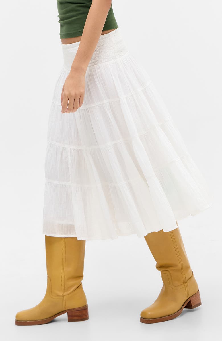 BDG Urban Outfitters Bea Cotton Tiered Skirt, Alternate, color, White
