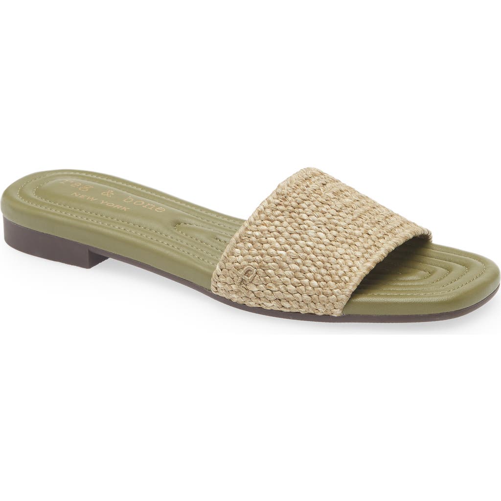 Rag & Bone Ellie Woven Flat Slide Sandals In Loden