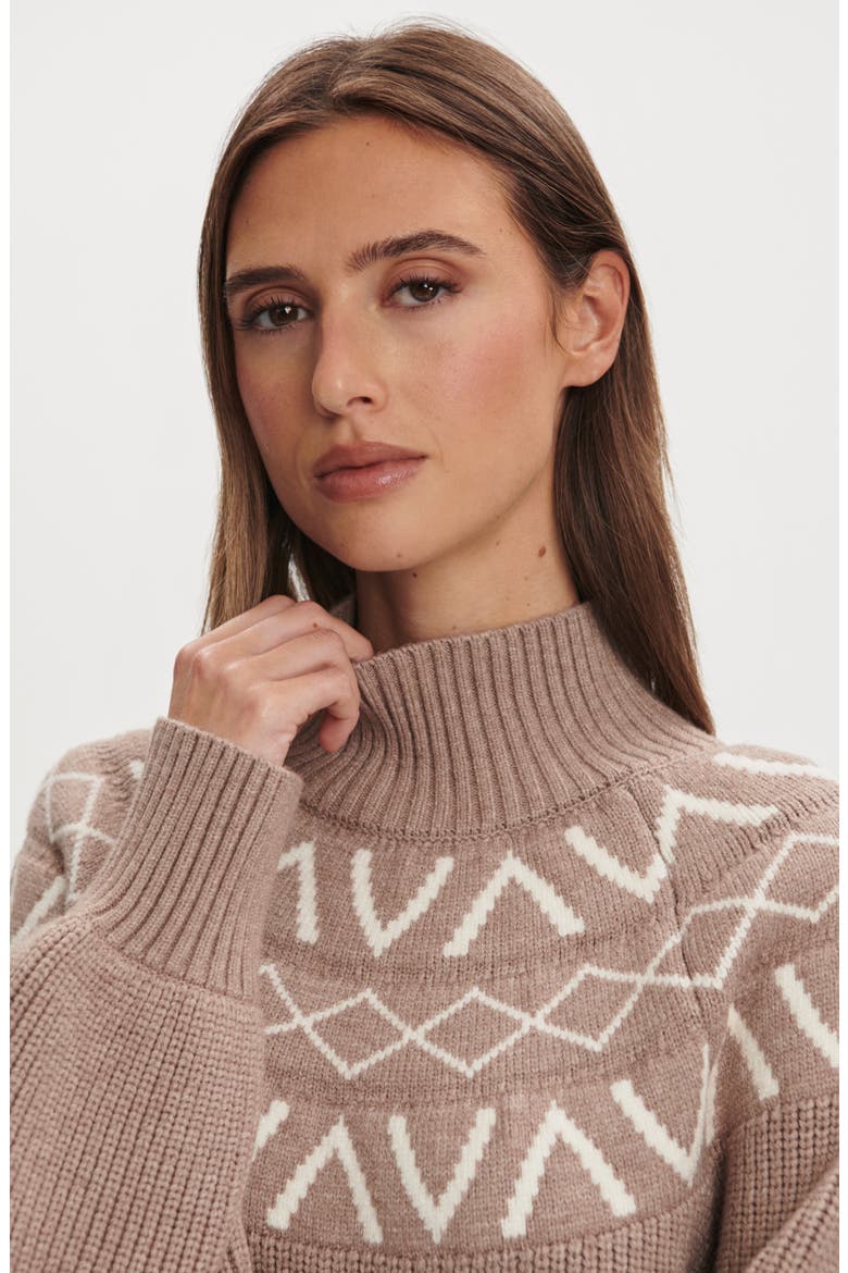 Marcie Fair Isle Mock Neck Sweater, Alternate, color, LIGHT TAUPE MARL