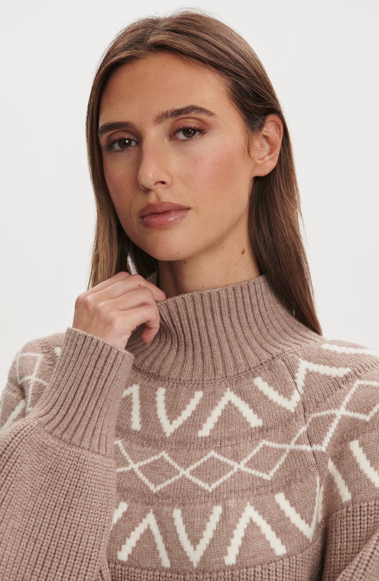 Varley Marcie Fair Isle Mock Neck Sweater, Alternate, color, Light Taupe Marl