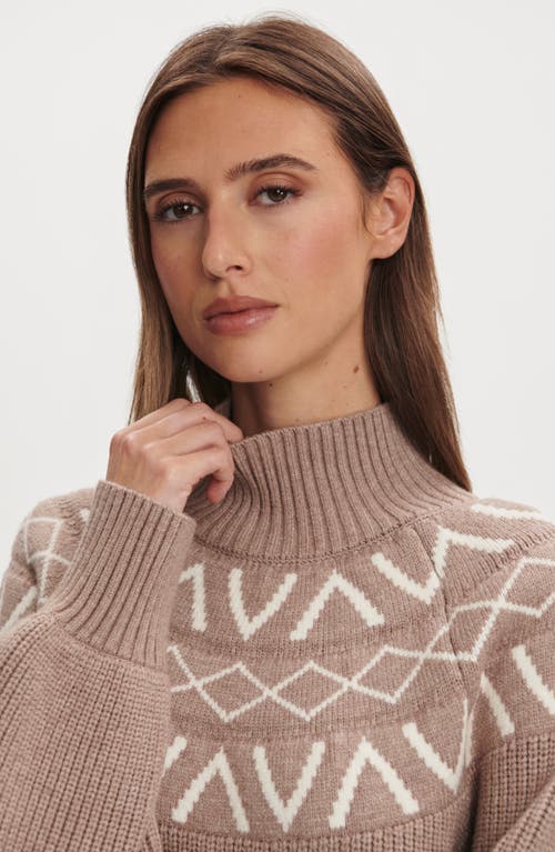 Varley Marcie Fair Isle Yoke Mock Neck Knit Sweater In Brown