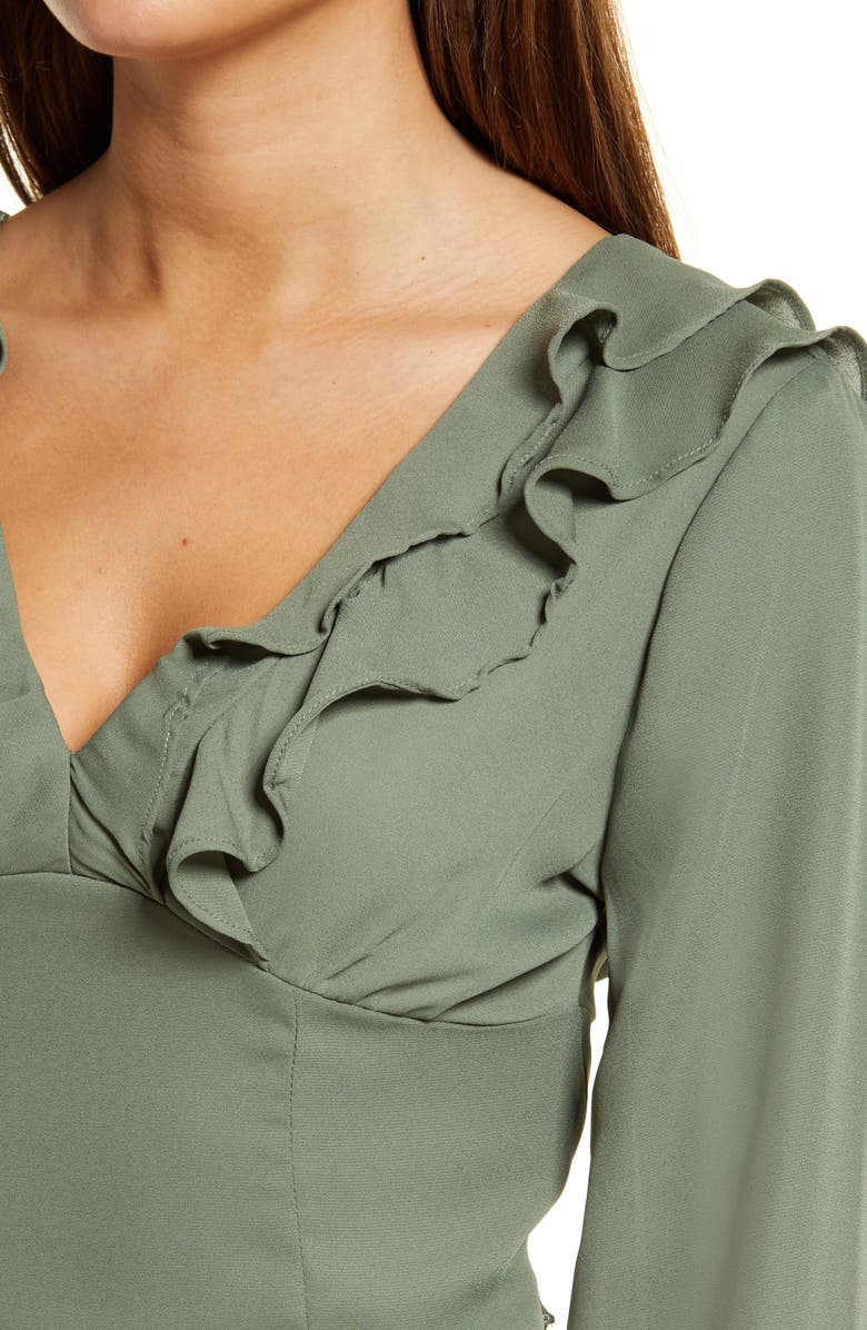 Open Edit Ruffle V-Neck Top, Alternate, color, 