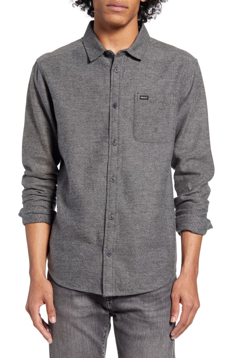 RVCA Sand Button-Up Flannel Shirt, Main, color, 