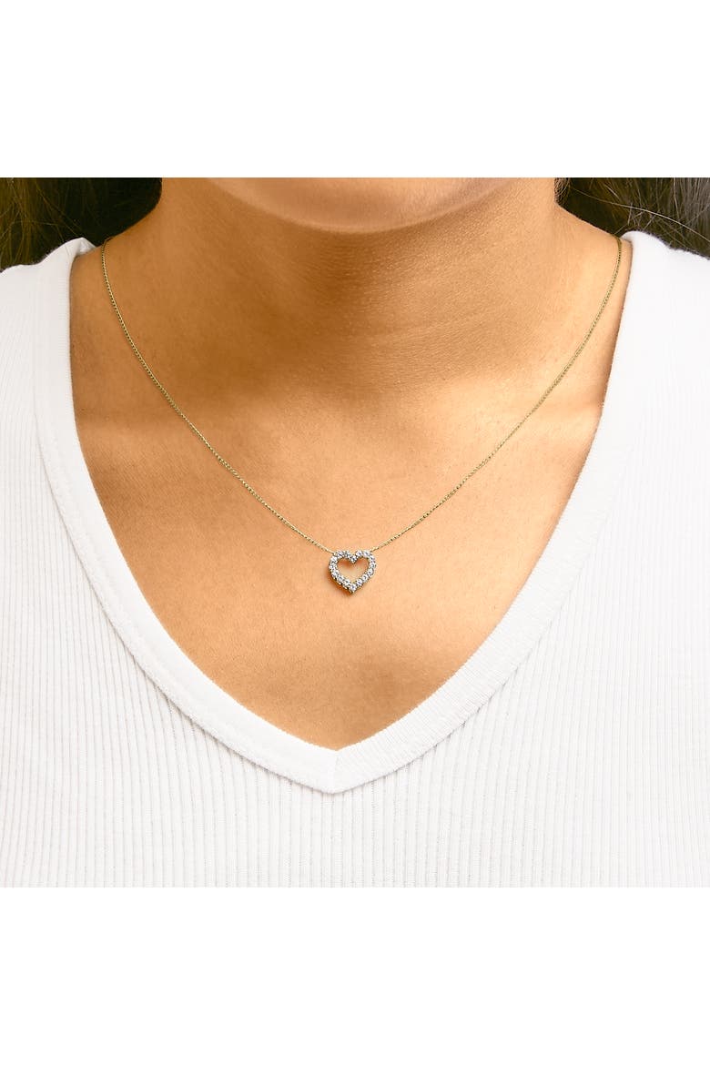 14K Gold 1/2 Carat Lab Grown Diamond Heart Shape Pendant Necklace, Alternate, color, Yellow