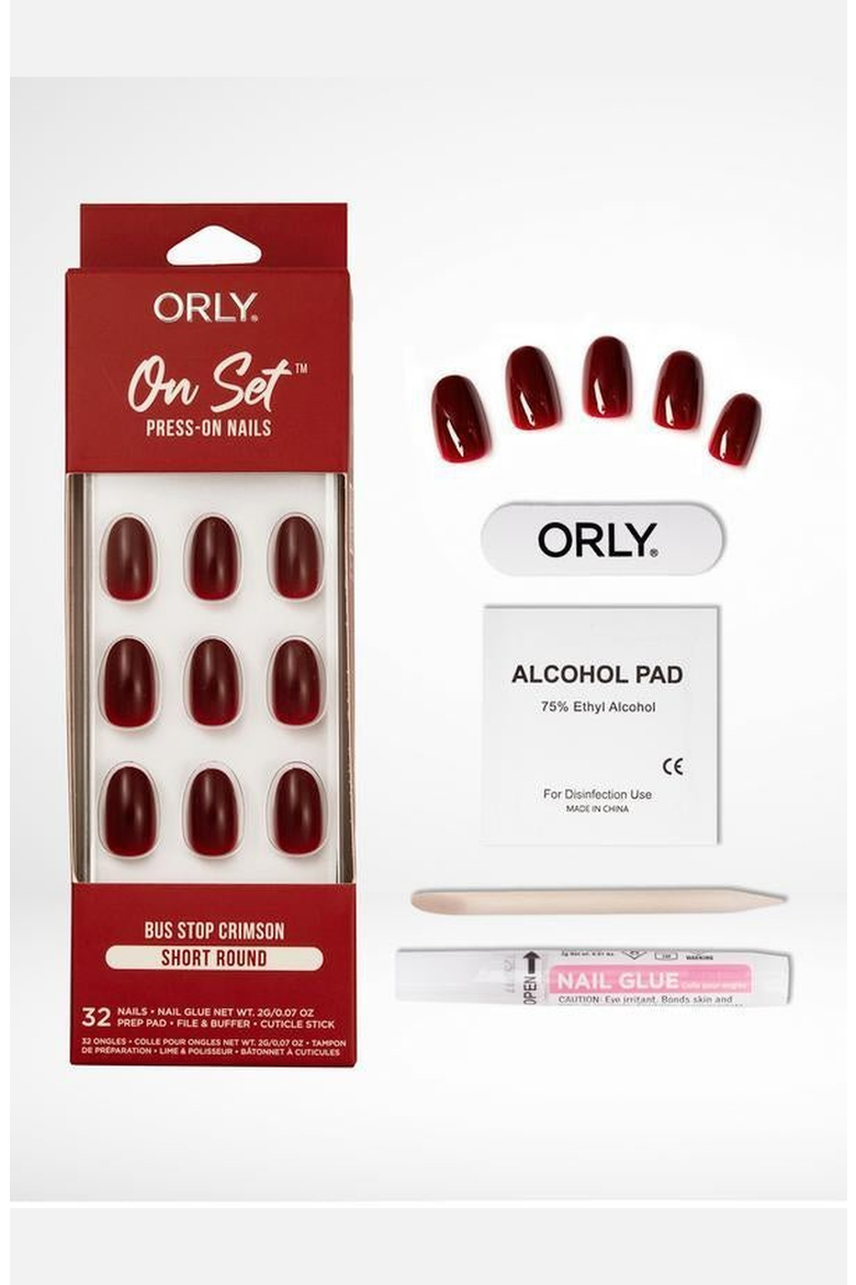 Bus Stop Crimson Solid Press-On Nails, Main, color, None