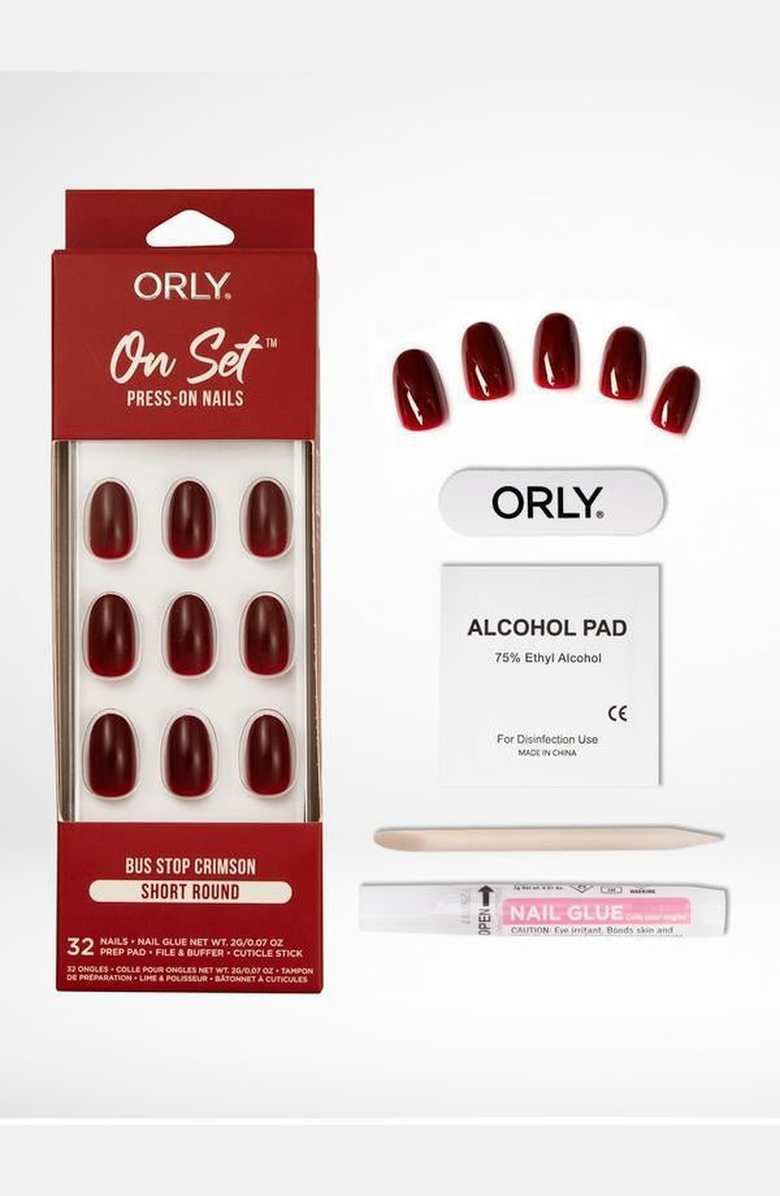 ORLY Bus Stop Crimson Solid Press-On Nails, Main, color, NO COLOR
