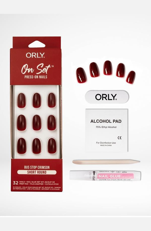 Bus Stop Crimson Solid Press-On Nails