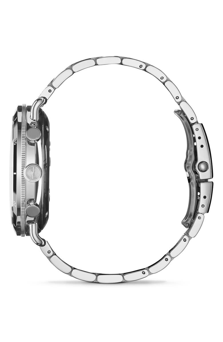 Shinola The Canfield Sport Chronograph Ceramic Bracelet Watch, 45mm, Alternate, color, White/ Stainless Steel