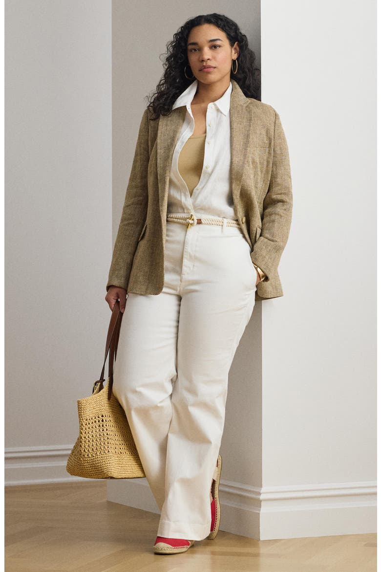 Herringbone Linen Blazer, Alternate, color, BEIGE/ CREAM WHITE/ MULTI