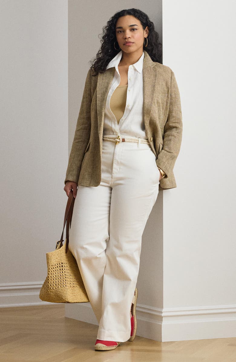 Lauren Ralph Lauren Herringbone Linen Blazer, Alternate, color, Beige/ Cream White/ Multi