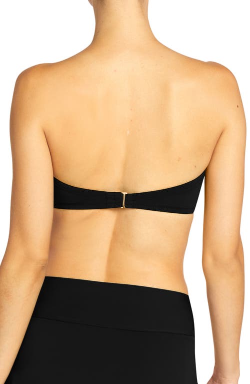 Robin Piccone Ava Knot Front Strapless Bikini Top In Black