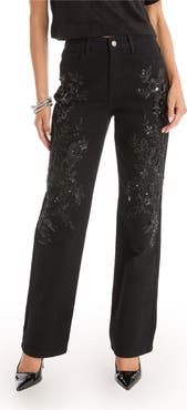 The Noli Shop Stassi Floral Sequin Jean