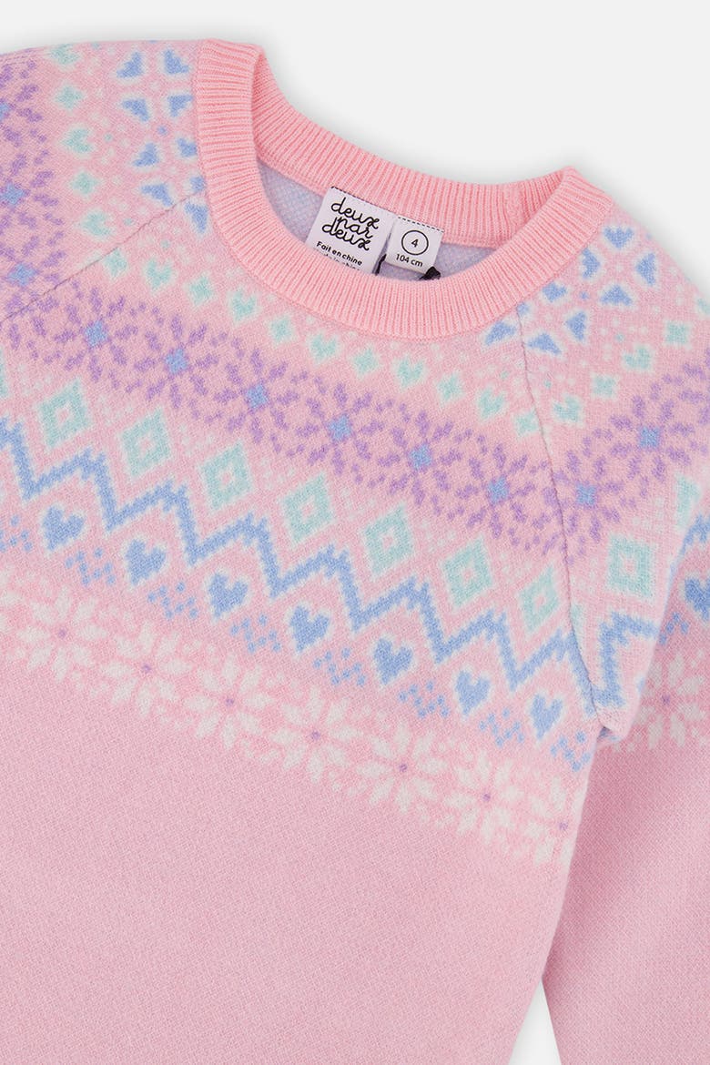 Fair Isle Yoke Raglan Sleeve Knit Dress, Alternate, color, Light Pink
