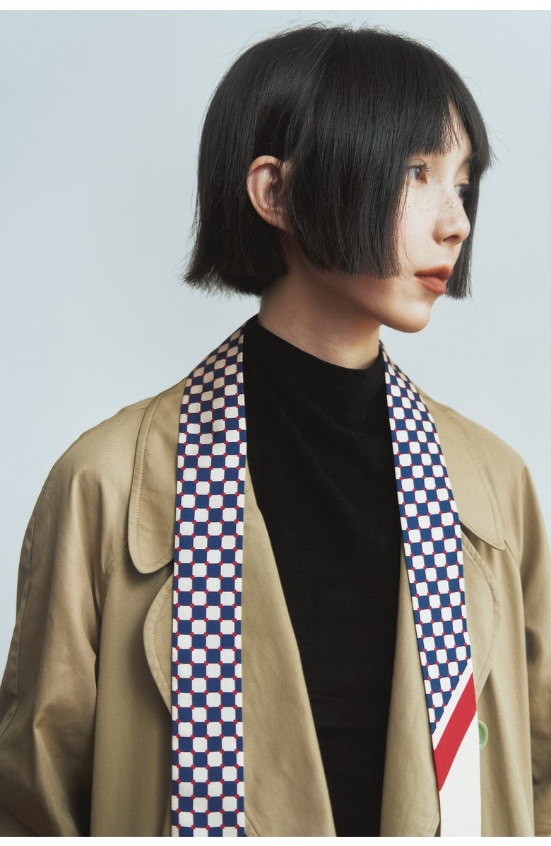 Lost Pattern CHECKERBOARD SILK SKINNY SCARF, Alternate, color, Blue