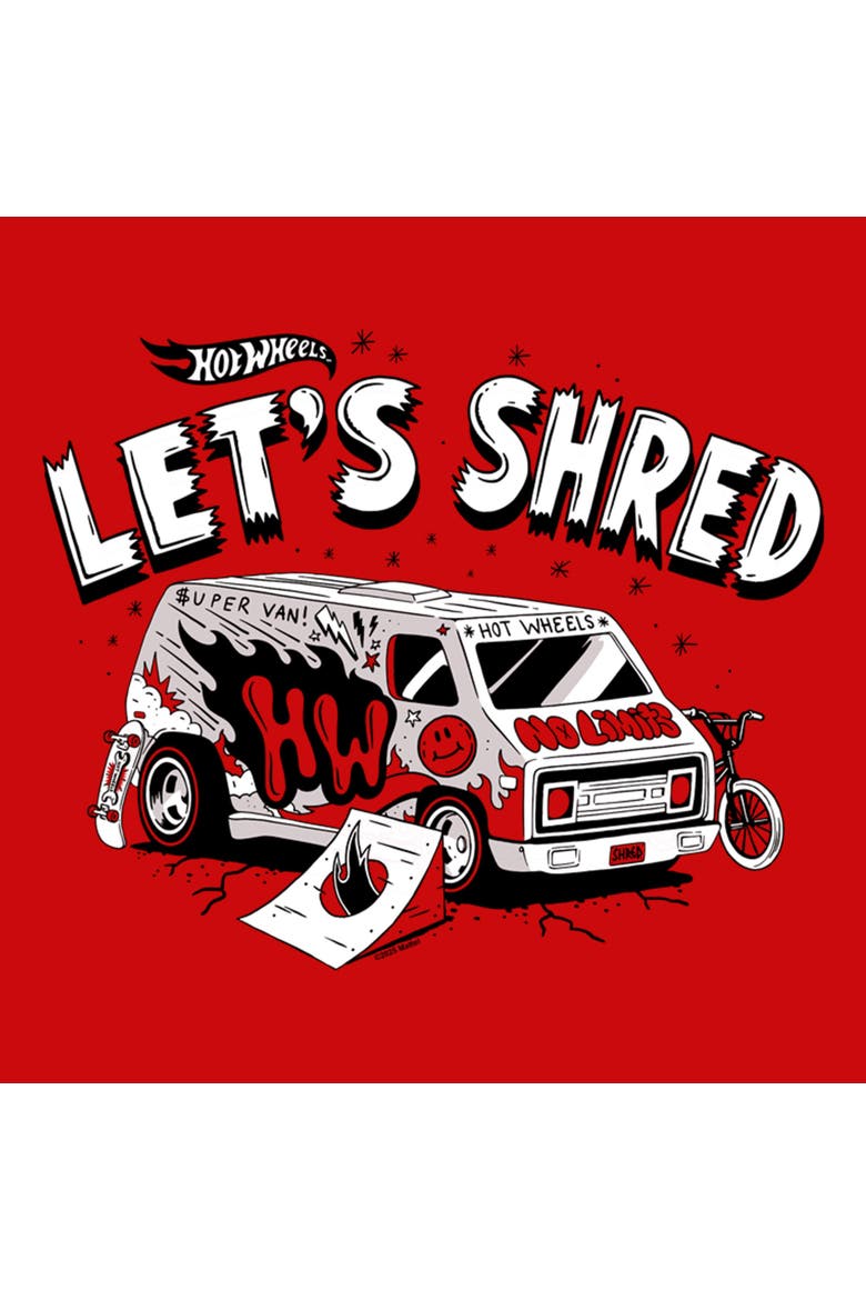 Boy's Hot Wheels Let's Shred Cartoon  Graphic T-Shirt, Alternate, color, Red