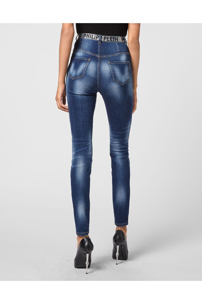 Super High Waist Jegging Stones  Philipp Plein Tm With Crystals Women, Alternate, color, BlueShark