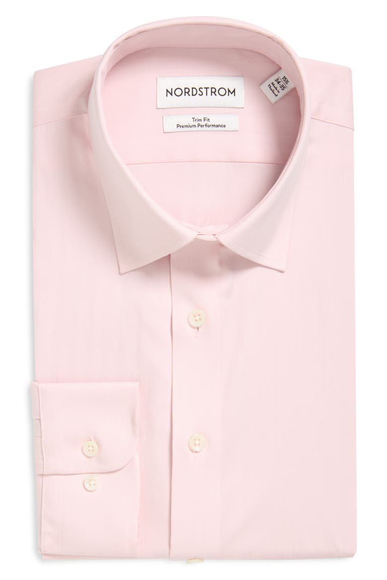 Trim Fit Performance Herringbone Shirt, Alternate, color, PINK SPIGATO HERRINGBONE